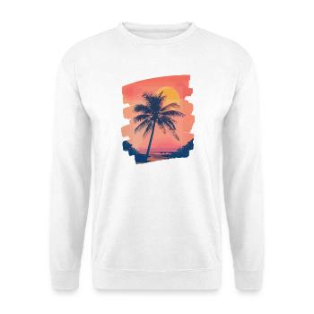 Plage Palmiers Coucher de soleil Été - Sweat-shirt Unisexe - blanc - Devant