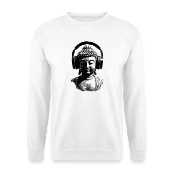 Buddha mit Kopfhörern Achtsamkeit Musik Boho Zen - Unisex Pullover - Weiß - Vorne