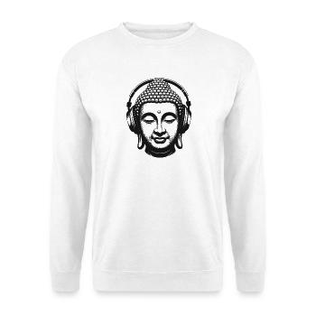 Buddha mit Kopfhörern Achtsamkeit Musik Boho Zen - Unisex Pullover - Weiß - Vorne