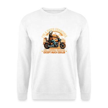 Oma Biker Ride Neuheit Design - Unisex Pullover - Weiß - Vorne - Alina (178cm) & Michal (187cm)