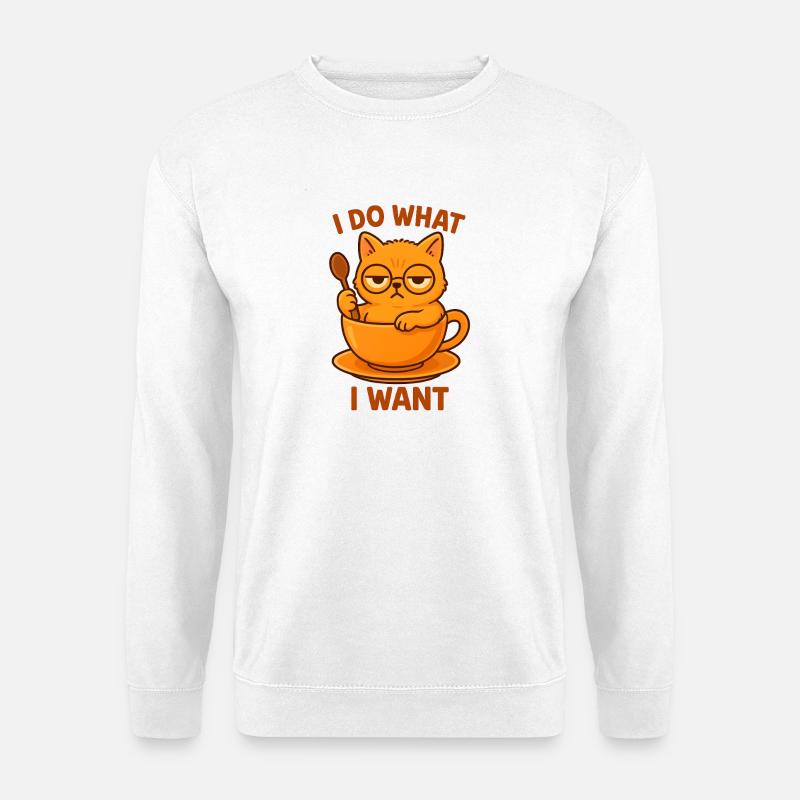 Katze in Teetasse - Unisex Pullover - Weiß