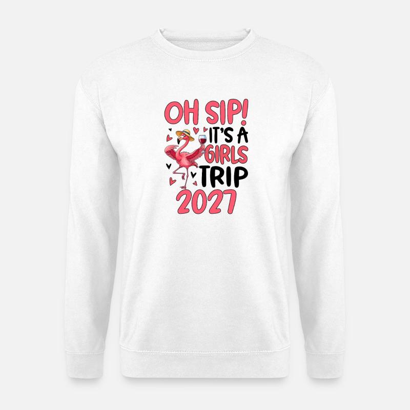 Flamingo mit Weinglas Slogan 2027 - Unisex Pullover - Weiß