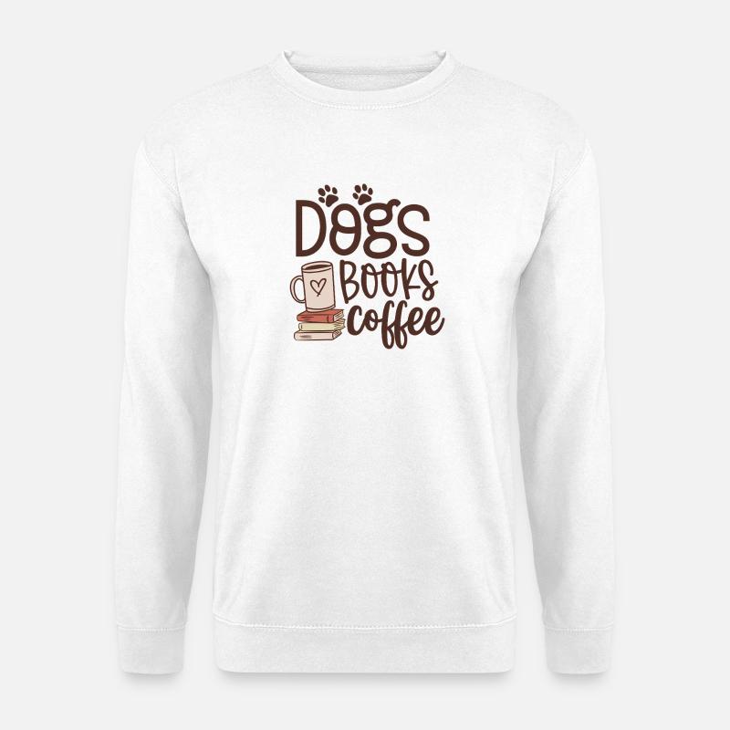Hundebücher und Kaffee - Unisex Pullover - Weiß