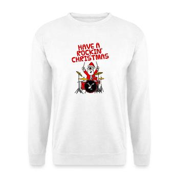 Santa Playing Drums, Christmas Drummer Musician - Unisex Sweatshirt - white - Front