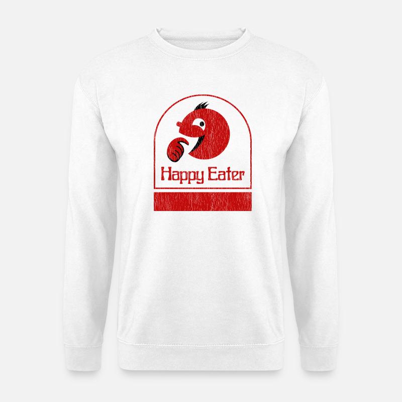 Happy Eater Design Distressed - Unisex Pullover - Weiß