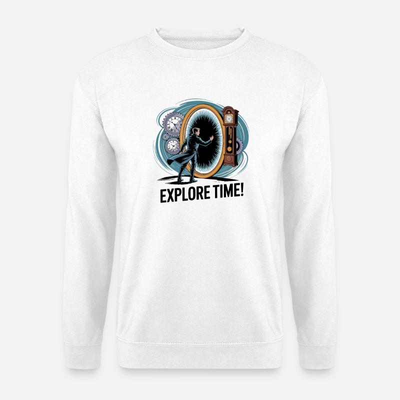 Explore Time Surreal Clock Design - Unisex Sweatshirt - white