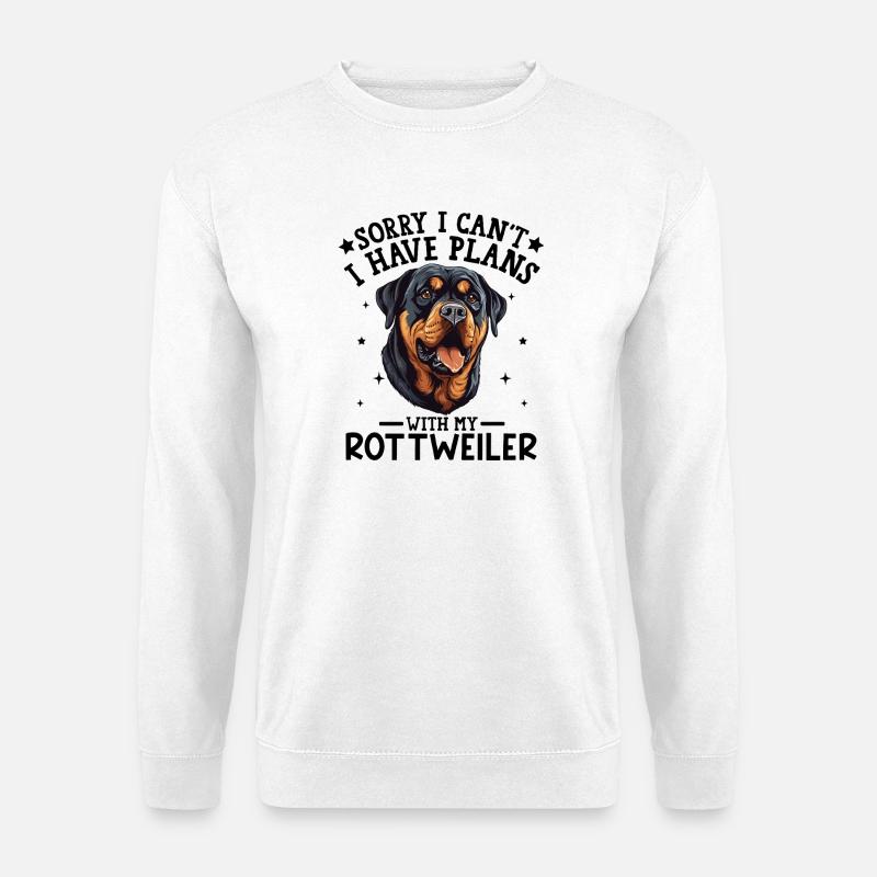 Ausdrucksstarke Rottweiler Hund Illustration - Unisex Pullover - Weiß