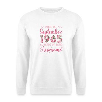 Septembre 1965 Anniversaire 60 Ans Pour Femmes - Sweat-shirt Unisexe - blanc - Devant