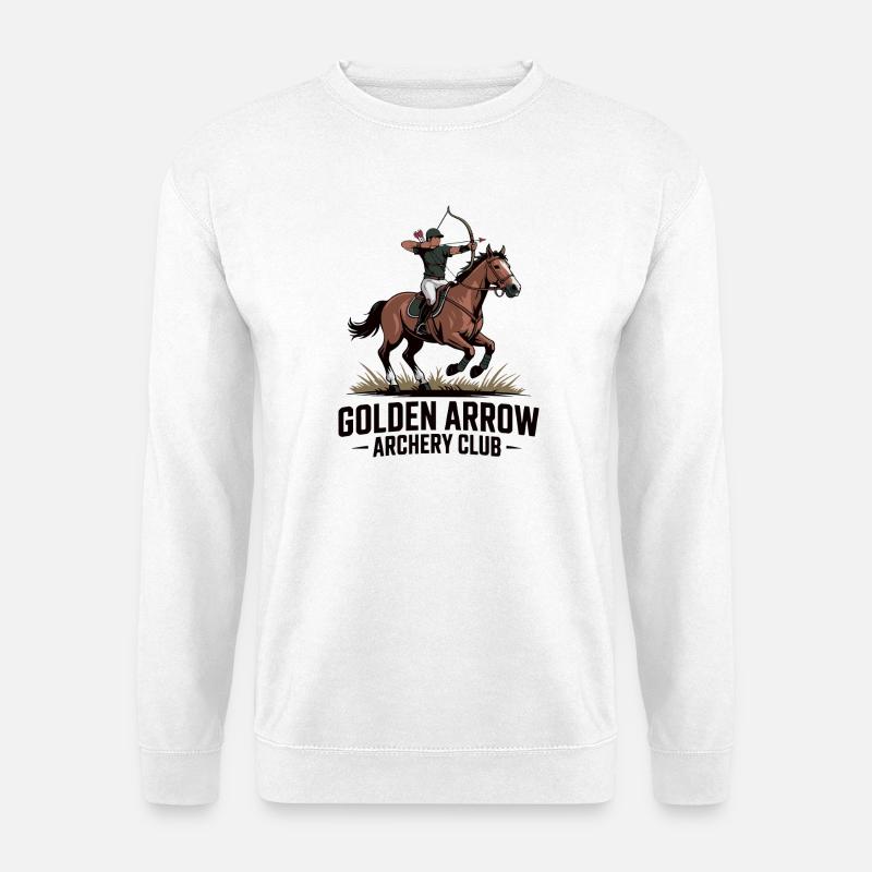 Dynamisches Bogenschützenwappen zu Pferd - Unisex Pullover - Weiß