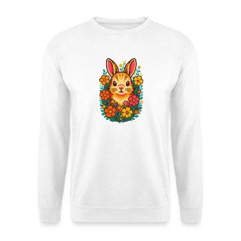Illustration de lapin floral, amour des lapins - Sweat-shirt Unisexe - blanc - Devant
