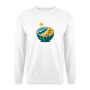 Strand-Yoga-Sonnenuntergangsszene, Warermelon-Liebhaber - Unisex Pullover - Weiß - Vorne