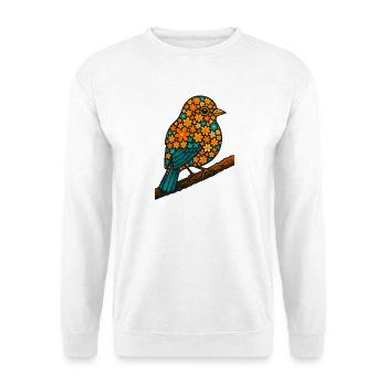 Blumenvogelillustration, Liebesvögel und Natur - Unisex Pullover - Weiß - Vorne