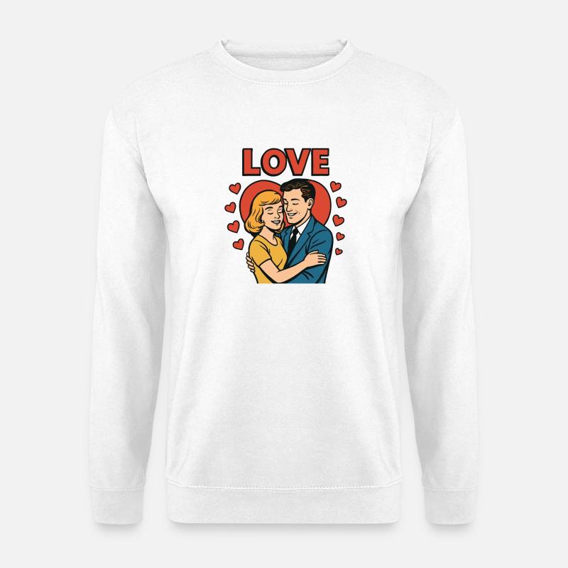 Liebe Paar Herz Retro Design - Unisex Pullover - Weiß