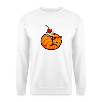 Orange Katze und Kirschen Illustration - Unisex Pullover - Weiß - Vorne