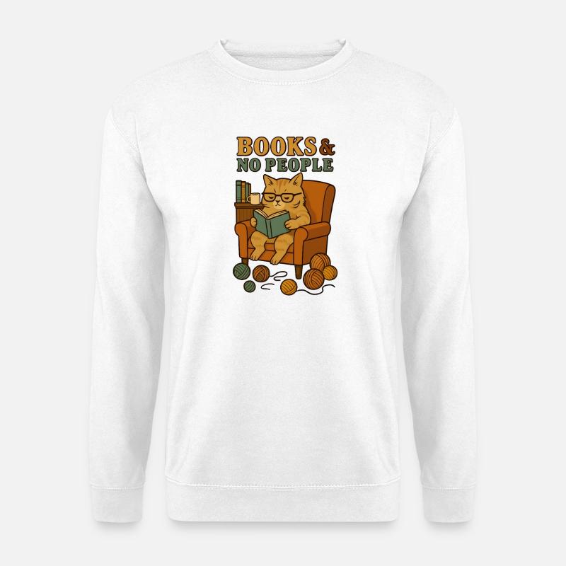 Cat reader in a comfortable armchair - Unisex Sweatshirt - white