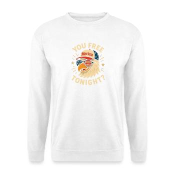 Du bist heute Abend frei, Adler, 4. Juli - Unisex Pullover - Weiß - Vorne - Alina (178cm) & Michal (187cm)