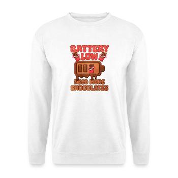 Schokoladen-Batterie mit Humor - Unisex Pullover - Weiß - Vorne
