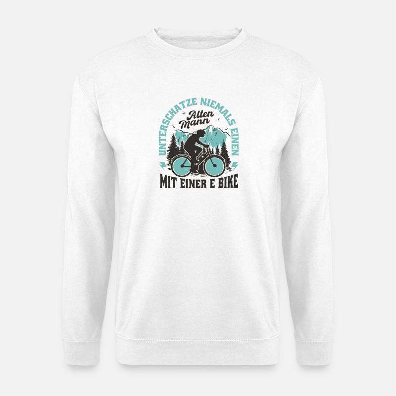 Abenteuer Biker mit Alpenmotiven - Unisex Pullover - Weiß
