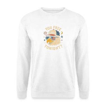 Du bist heute Abend frei, Adler, 4. Juli - Unisex Pullover - Weiß - Vorne - Alina (178cm) & Michal (187cm)