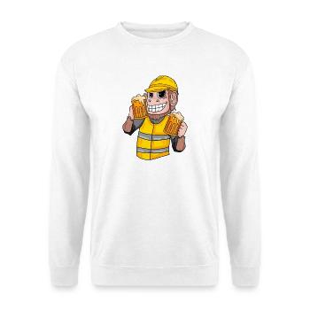 Construction worker monkey with beer - Unisex Sweatshirt - white - Front