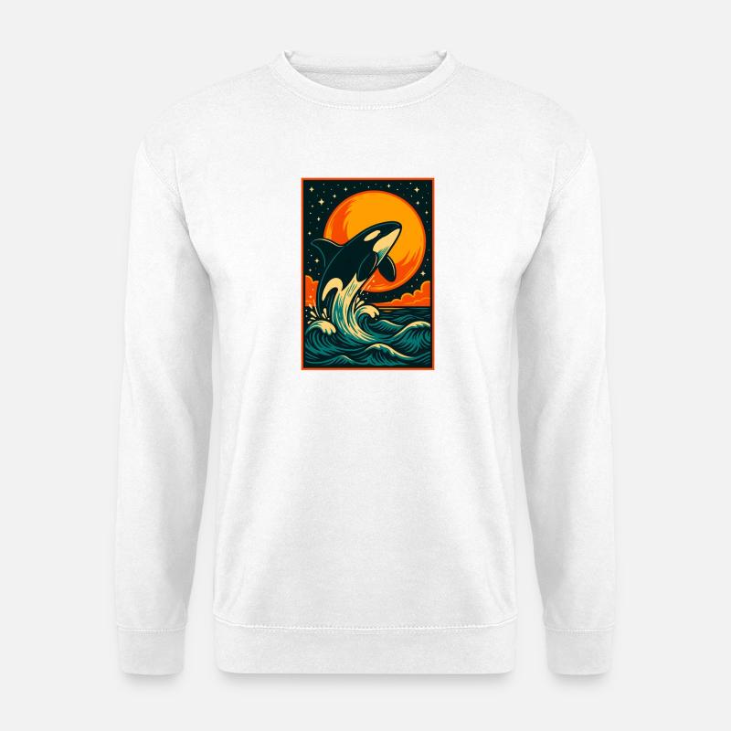 Sunset Orca, Liebe Meerestiere - Unisex Pullover - Weiß