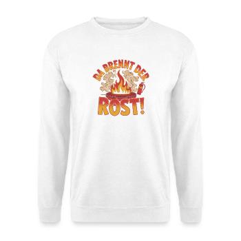 Da Brennt Der Rost Grillspaß Feuerdesign - Unisex Pullover - Weiß - Vorne - Alina (178cm) & Michal (187cm)