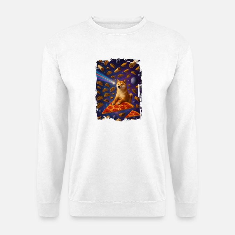 Weltraum-Katzenpizza mit Nacho-Himmel - Unisex Pullover - Weiß