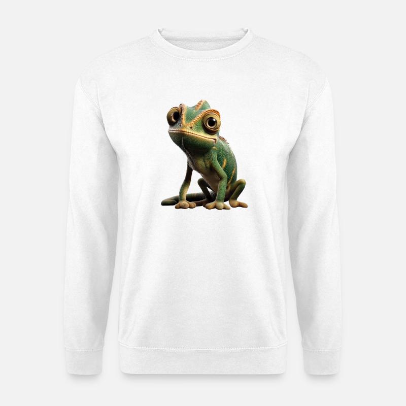 Chamäleon Echse Reptil Chameleon Leguan Eidechse - Unisex Pullover - Weiß