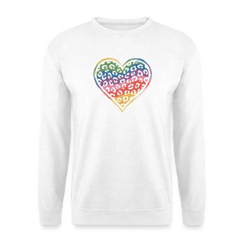 Regenbogen Leopard Herz Design - Unisex Pullover - Weiß - Vorne
