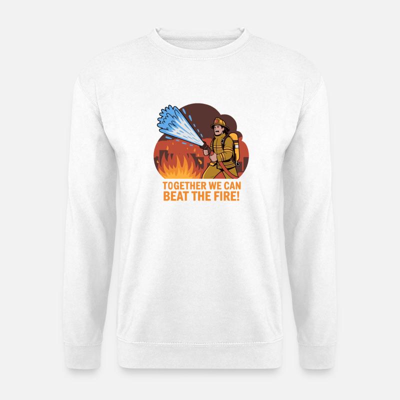 Feuerwehrheld mit Wasserschlauch - Unisex Pullover - Weiß