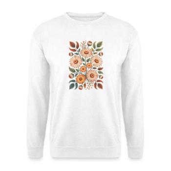 Blumenmuster in Naturfarben - Unisex Pullover - Weiß - Vorne - Alina (178cm) & Michal (187cm)