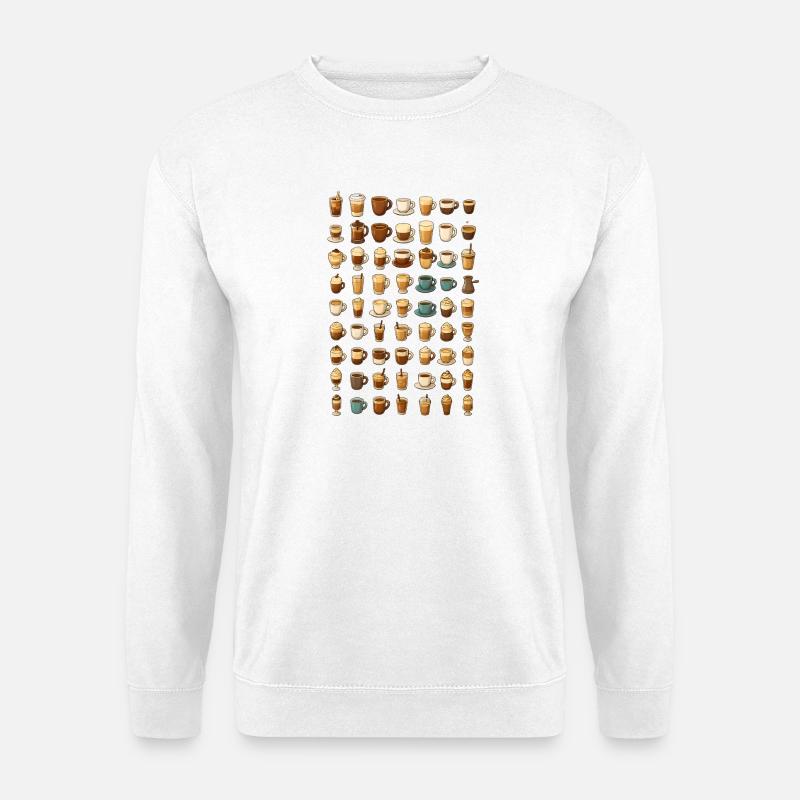 Verschiedene Kaffee-Getränke Illustration - Unisex Pullover - Weiß