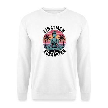 Inhale Relax Yoga Meditation Palm Trees Retro - Unisex Sweatshirt - white - Front