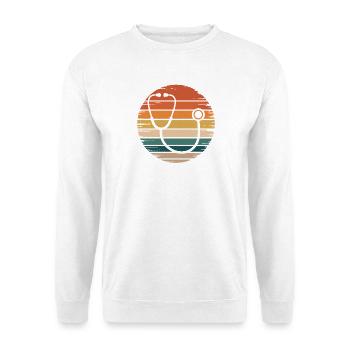 Retro Sonnenuntergang mit Stethoskop - Unisex Pullover - Weiß - Vorne