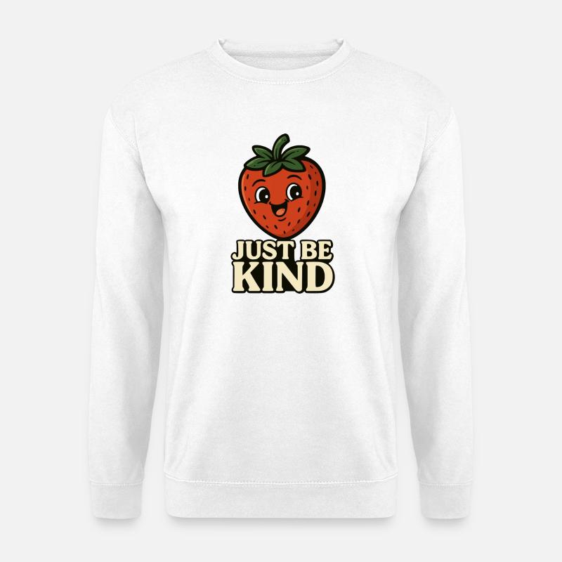 Niedliche Erdbeerfigur mit Botschaft - Unisex Pullover - Weiß