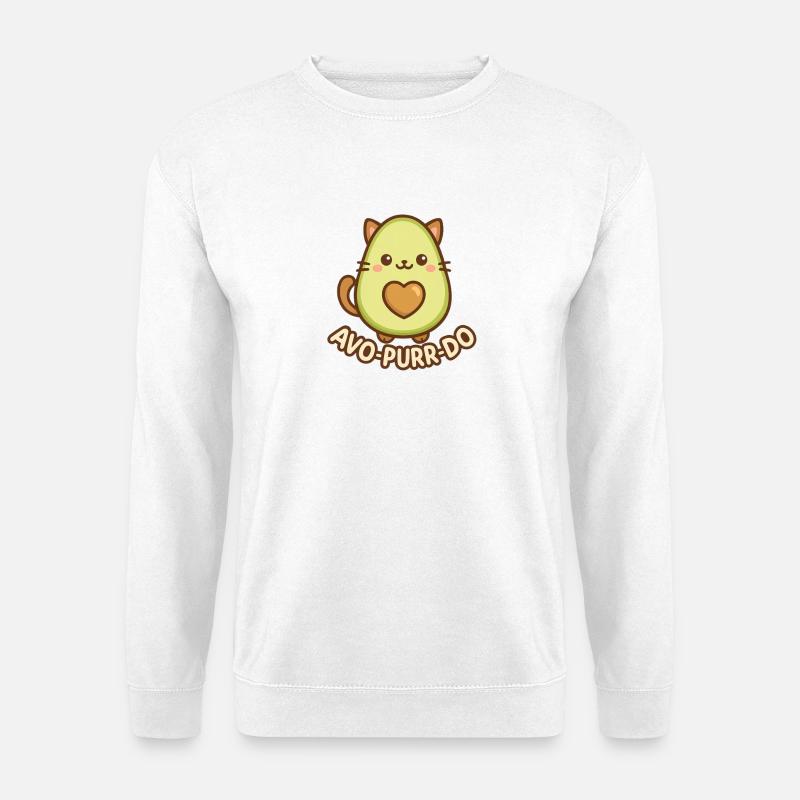 Cute avocado cat squirrel with heart - Unisex Sweatshirt - white