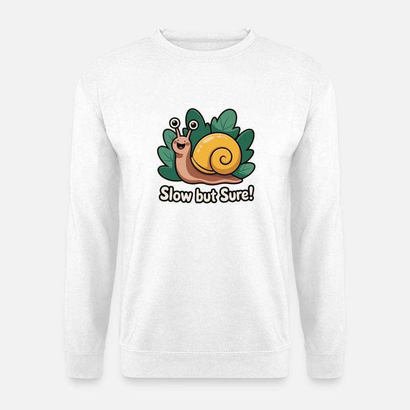Whimsical Snail with Phrase - Unisex Sweatshirt - white