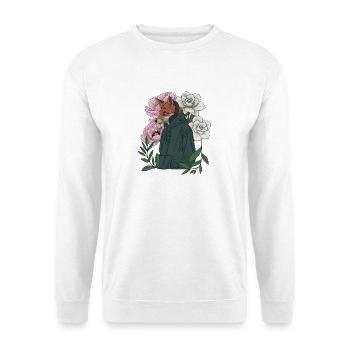 Fox with flowers and hoodie - Unisex Sweatshirt - white - Front