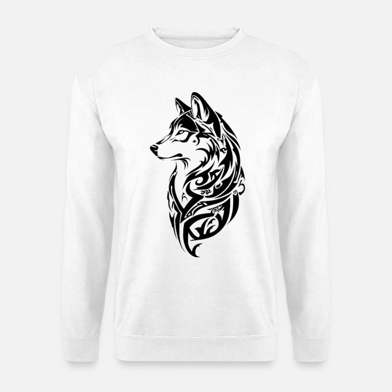 Nordischer Wolf Tribal Tattoo - Unisex Pullover - Weiß