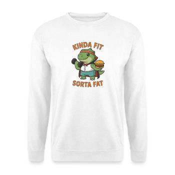 Kinda Fit Sorta Fat Funny Gym Cute Hippo Retro - Unisex Pullover - Weiß - Vorne