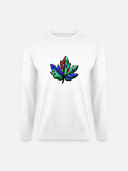Blatt Herbst Bunt Ahorn - Unisex Pullover - Weiß