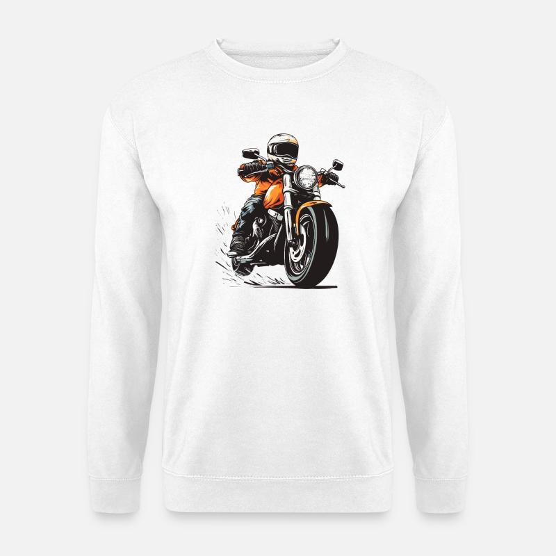 Allein fahrender Motorradfahrer - Unisex Pullover - Weiß