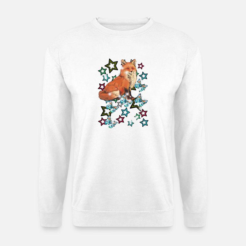 Verspielter Fuchs 60er Schmetterlingen - Unisex Pullover - Weiß