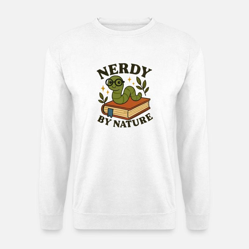 Lustiger Bücherwurm   - Unisex Pullover - Weiß