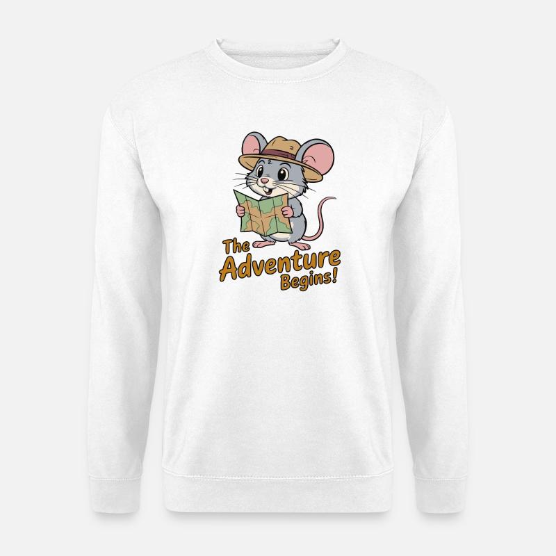 Skurriles Maus-Entdecker-Design - Unisex Pullover - Weiß