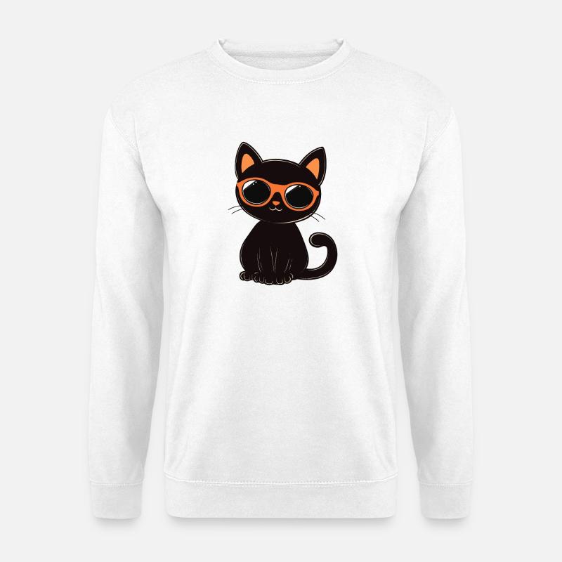 Katze mit Sonnenbrille - Unisex Pullover - Weiß