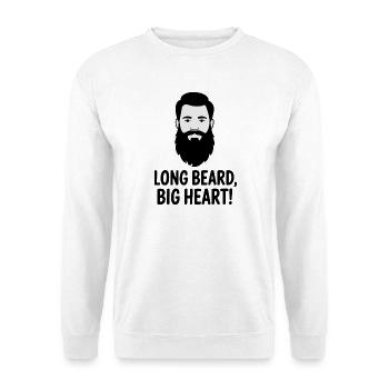 Langer Bart, Großes Herz, Abbildung - Unisex Pullover - Weiß - Vorne