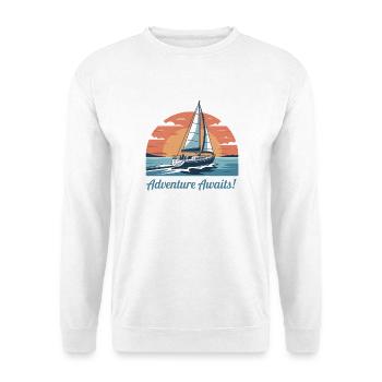 Illustration d'une aventure en voilier au coucher du soleil - Sweat-shirt Unisexe - blanc - Devant