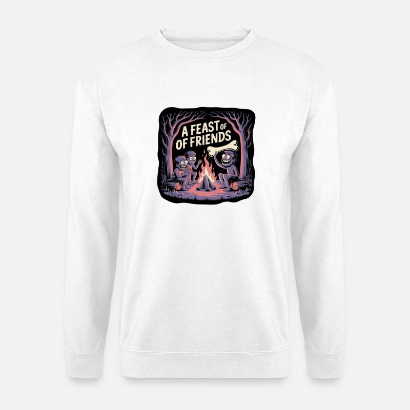 Lagerfeuernacht mit Freunden Illustration - Unisex Pullover - Weiß