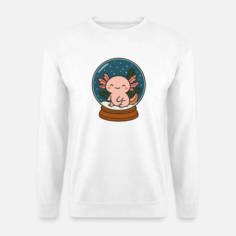 Axolotl in Schneekugel Weihnachten - Unisex Pullover - Weiß